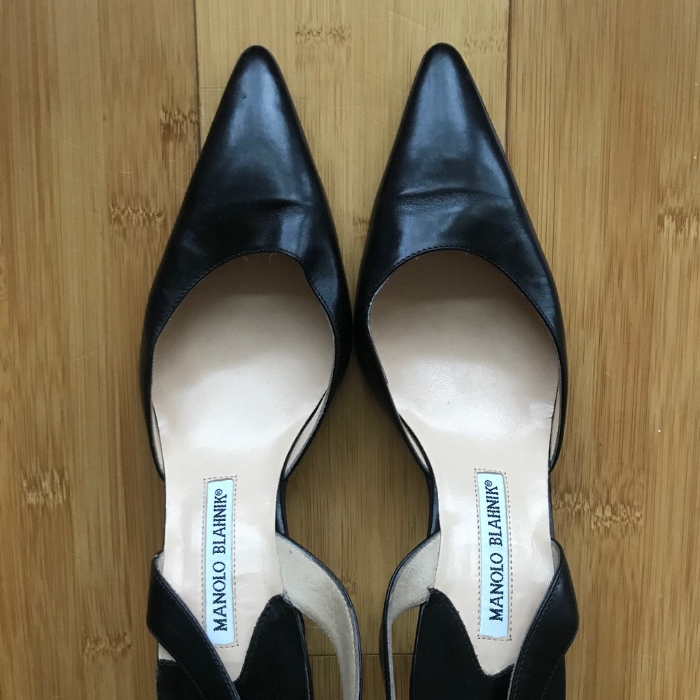 Manolo Blahnik Black Slingback Pumps